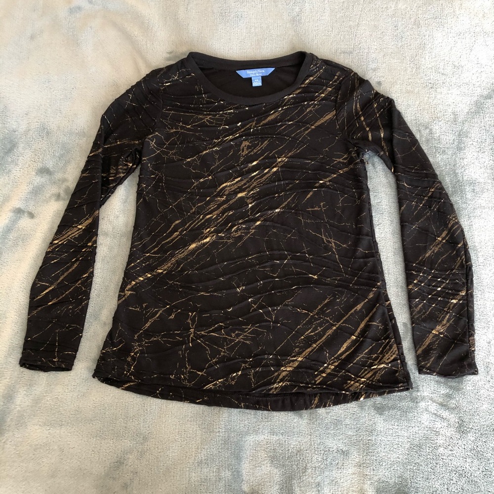 Simply Vera Vera Wang Long Sleeve Black/Gold Top